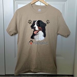 Hanes Tan Bernese Mountain Dog Lover T-Shirt, Size Medium
